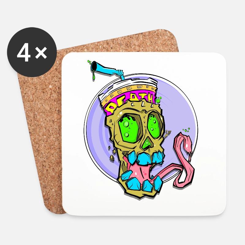 Neon Schädel mit Farbschock - Untersetzer (4er-Set) - Weiß