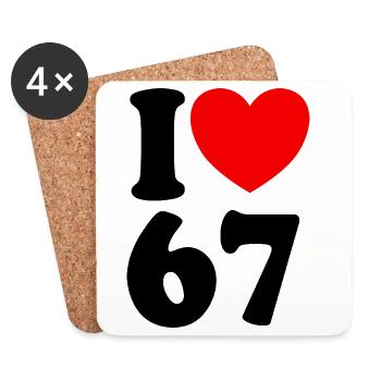 Fun 67 Number 6-7 I Heart 6 7 Six Seven - Coasters (set of 4) - white - Front