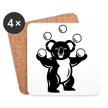 Koala jongliert Bälle Cartoon Illustration - Untersetzer (4er-Set) - Weiß - Vorne