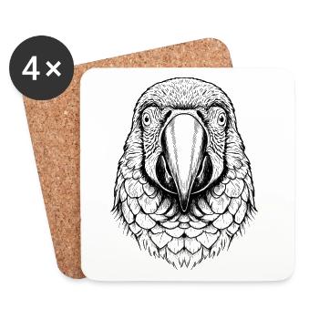 Macaw Parrot - Coasters (set of 4) - white - Front
