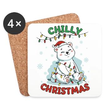 Niedlicher Weihnachts-Eisbär – Geschenk für Kinder - Untersetzer (4er-Set) - Weiß - Vorne