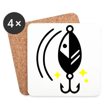Fishing Lure Turn Signal Hook Icon - Coasters (set of 4) - white - Front