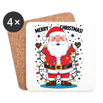 Père Noël drôle Joyeux Noël joyeux - Dessous de verre (lot de 4) - blanc - Devant