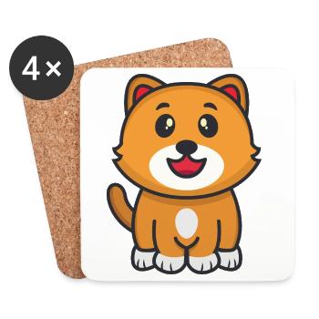Katze - Untersetzer (4er-Set) - Weiß - Vorne