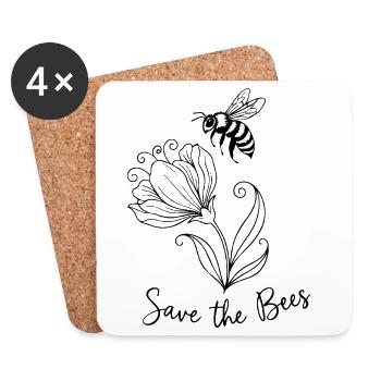 Rettet die Bienen - Untersetzer (4er-Set) - Weiß - Vorne