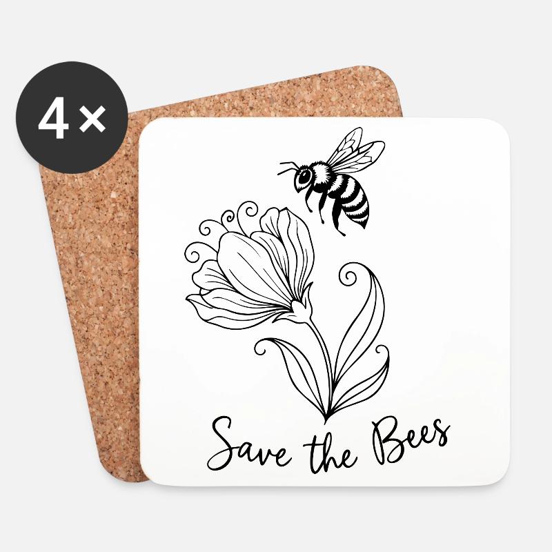 Rettet die Bienen - Untersetzer (4er-Set) - Weiß