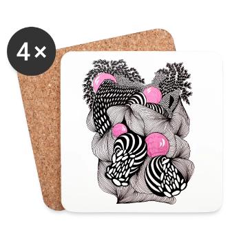 Abstracte Blütenballen mit Rosa Akzenten - Untersetzer (4er-Set) - Weiß - Vorne