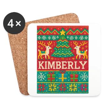 Festive Name Kimberly Ugly Chrismas Style, Xmas  - Coasters (set of 4) - white - Front