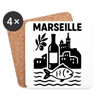 Marseille Silhouette - Dessous de verre (lot de 4) - blanc - Devant