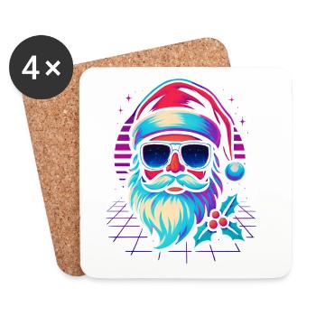  Weihnachtsmann Lustig Retro Gaming - Untersetzer (4er-Set) - Weiß - Vorne