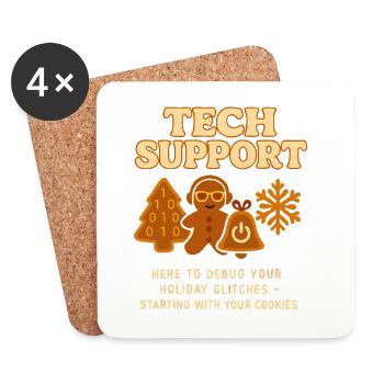 Support technique Cadeau de Noël vintage - Dessous de verre (lot de 4) - blanc - Devant