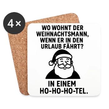 ho ho hotel weihnachtsmann urlaub - Untersetzer (4er-Set) - Weiß - Vorne