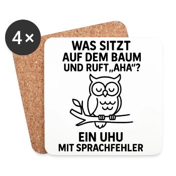 Eagle Owl Speech Error Joke - Coasters (set of 4) - white - Front