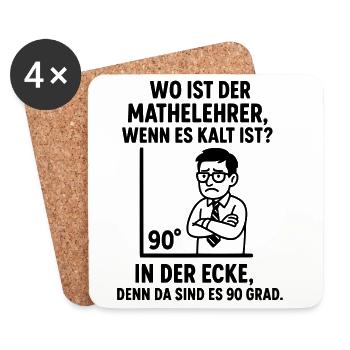 90 Degree Corner Teacher Math Joke - Coasters (set of 4) - white - Front