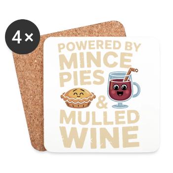 Propulsé par des tourtes hachées et du vin chaud - Dessous de verre (lot de 4) - blanc - Devant