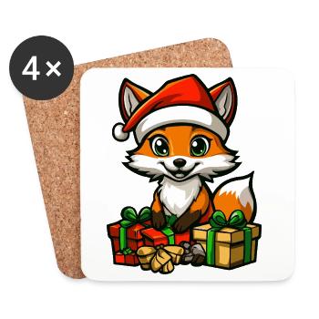 Fuchs Weihnachten Geschenke - Untersetzer (4er-Set) - Weiß - Vorne