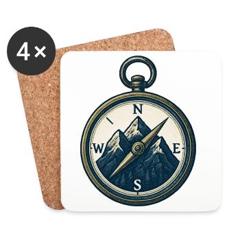 Compass Mountain Trek Azimut Hiking Gift - Coasters (set of 4) - white - Front