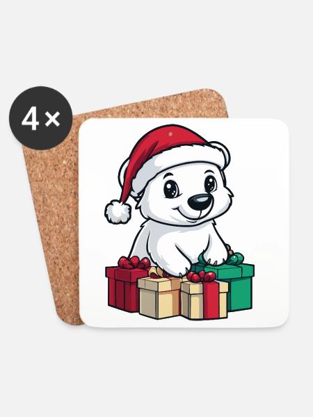 Eisbär Weihnachten Geschenke Polar bär - Untersetzer (4er-Set) - Weiß