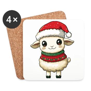 Noël de Noël mouton - Dessous de verre (lot de 4) - blanc - Devant