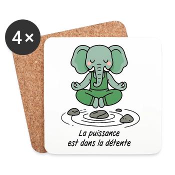 Zen-Elefanten-Kraft in Entspannung - Untersetzer (4er-Set) - Weiß - Vorne