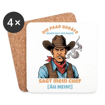 Western Cowboy mit Zigarre wiederspricht dem Chef - Untersetzer (4er-Set) - Weiß - Vorne