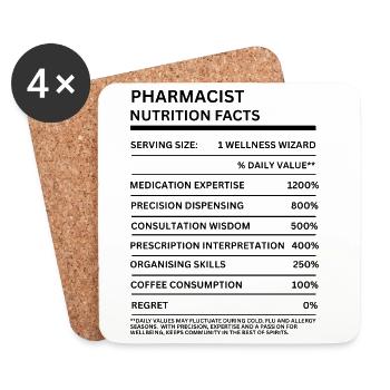 Pharmacist Nutrition Facts Funny Pharm Tech gifts  - Coasters (set of 4) - white - Front