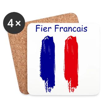 Fier Français tri-bleu blanc rouge - Dessous de verre (lot de 4) - blanc - Devant