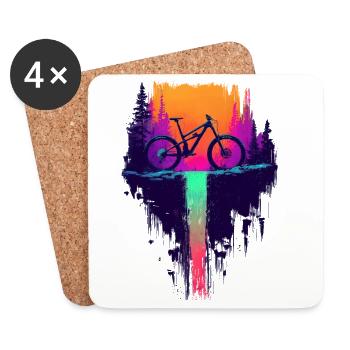 Mountain Bike Downhill Waterfall - MTB Gift - Coasters (set of 4) - white - Front