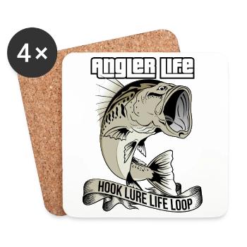 Anglerleben | Hook Lure Lebensschleife - Untersetzer (4er-Set) - Weiß - Vorne