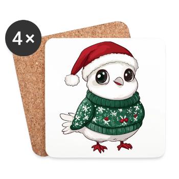Taube Vogel Weihnachten Xmas - Untersetzer (4er-Set) - Weiß - Vorne