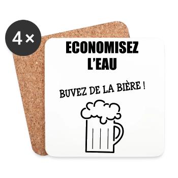 Save water, drink beer - Coasters (set of 4) - white - Front