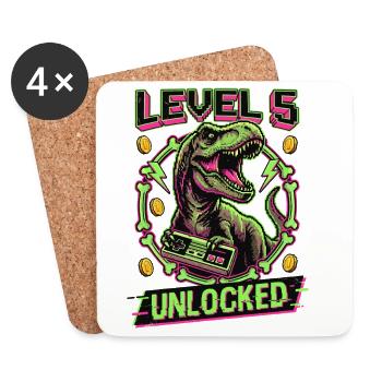 T-Rex débloqué niveau 5 - Dessous de verre (lot de 4) - blanc - Devant