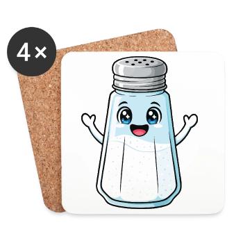 Salt Shaker Cute Funny Matching Couples Valentine  - Coasters (set of 4) - white - Front