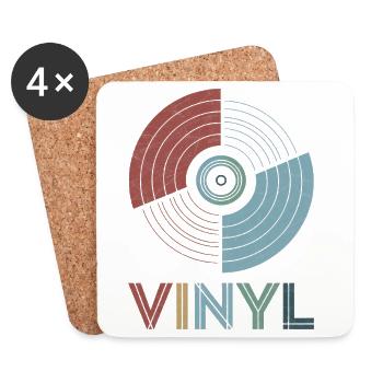 Vinyl rétro - Dessous de verre (lot de 4) - blanc - Devant