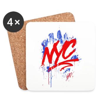 NYC Graffiti Skyline Splash - Untersetzer (4er-Set) - Weiß - Vorne