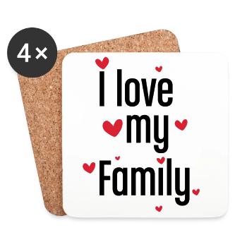 Illustration graphique cadeau mignonne J’aime mon cœur de famille - Dessous de verre (lot de 4) - blanc - Devant