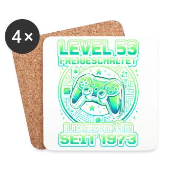 Level 53 unlocked 1973 Jahrgang Gamer Geburtstag - Untersetzer (4er-Set) - Weiß - Vorne