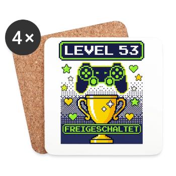 1973 Level 53 Unlocked Gamer Birthday Vintage - Coasters (set of 4) - white - Front