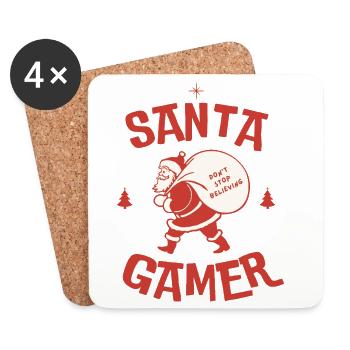 Christmas Santa Gamer Merch | Geschenke für Feiertagsspiele - Untersetzer (4er-Set) - Weiß - Vorne