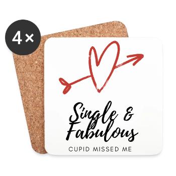 Herz mit Pfeil Doodle single shirt valentinstag - Untersetzer (4er-Set) - Weiß - Vorne