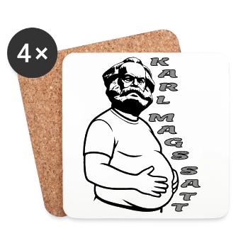Karl Marx Fun Design Karl Mags Satt - Dessous de verre (lot de 4) - blanc - Devant