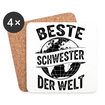 Cadeau de la Meilleure Sœur du Monde - Dessous de verre (lot de 4) - blanc - Devant