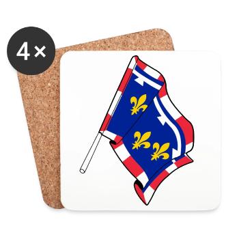 Drapeau du Centre-Val de la Loire - Dessous de verre (lot de 4) - blanc - Devant