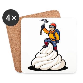 Alpiniste sur Sahneberg – Motif de dessin animé drôle - Dessous de verre (lot de 4) - blanc - Devant