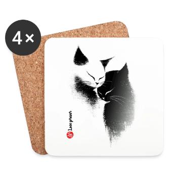 Amour des chats - Dessous de verre (lot de 4) - blanc - Devant