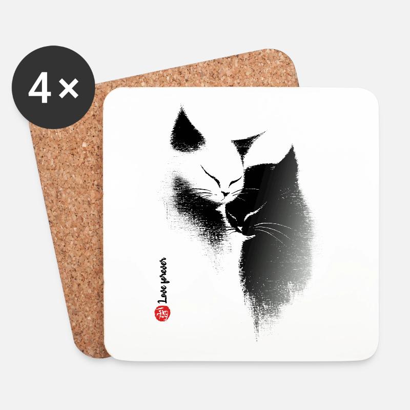 Katzenliebe - Untersetzer (4er-Set) - Weiß