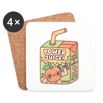 Lustige orangefarbene Züge mit Kurzhanteln Power Juice Box - Untersetzer (4er-Set) - Weiß - Vorne