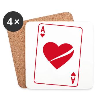 Herz Ass Poker Kostüm Damen Karneval Lustig - Untersetzer (4er-Set) - Weiß - Vorne