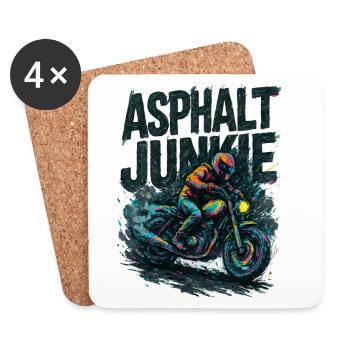 Asphalt Junkie – Motorrad - Untersetzer (4er-Set) - Weiß - Vorne