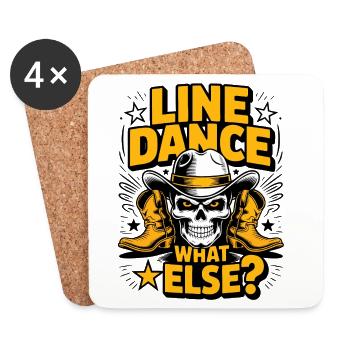 Line Dance Skull Western – What Else? - Coasters (set of 4) - white - Front